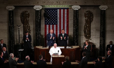 Joe Biden and John Boehner applaud Pope Francis