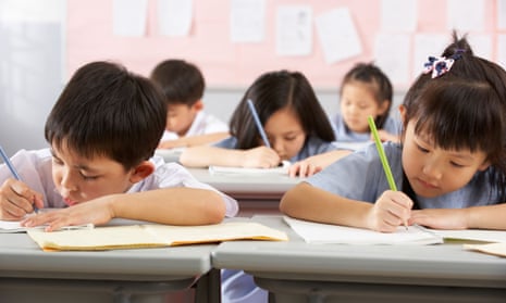 Chinese pupils studying in class