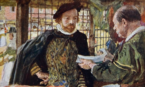 A detail from a 19th century painting of William Shakespeare