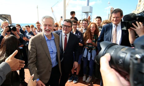 Labour leader Jeremy Corbyn arrives at the Hilton in Brighton for the party conference.