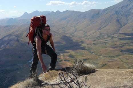 Welsh adventurer Ash Dykes doing a practice climb in Madagascar before the start of his attempt to trek the length of the world's fourth largest island.