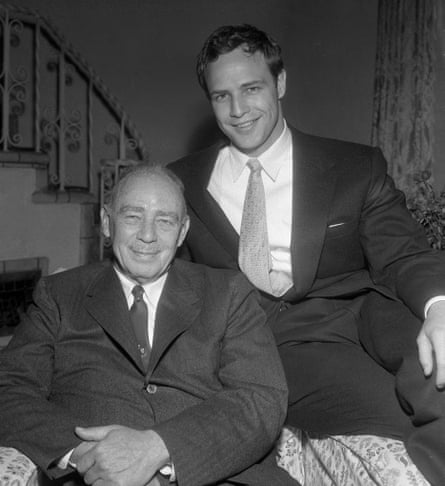 Brando with his father, Marlon Brando Sr, at Brando's home in Los Angeles, 1955
