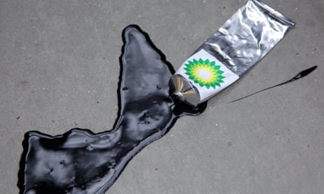 Tube of oil at a protest against Shell sponsorship of Tate Modern.