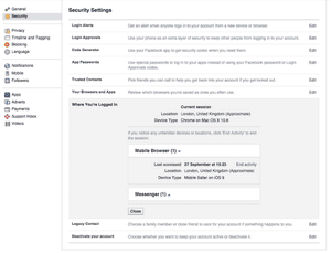 Facebook log out remotely