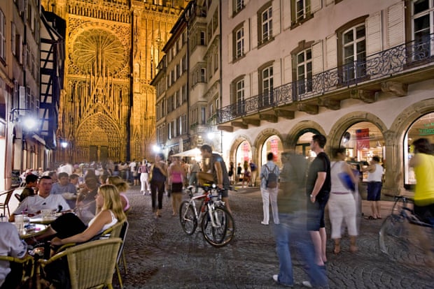 Strasbourg, with the city’s Gothic cathedral, once the world’s tallest building, in the background.