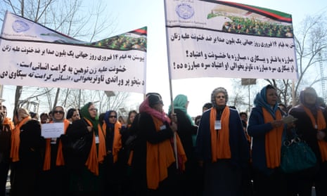 A protest against violence towards women in the Afghan capital Kabul last year. President Ashraf Ghani has been accused by women’s rights groups of failing to address systemic discrimination.