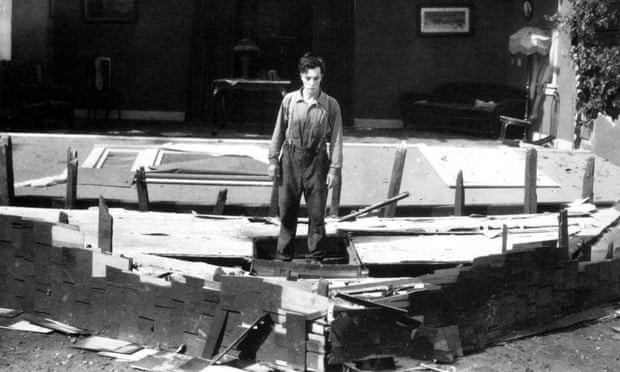 Buster Keaton and the collapsing house in Steamboat Bill Jr