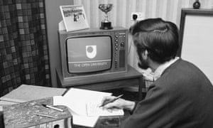 A student watching an Open University broadcast, 9 February 1971.