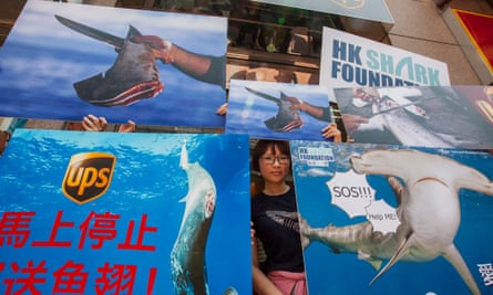 Hong Kong activists protest UPS shark fin shipments