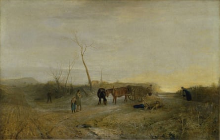 Turner's 'Frosty Morning' is said to include his eldest daughter, Evelina (in blue), and his horse (pulling the cart).