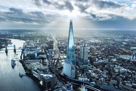 Aerial view of the Shard, London.