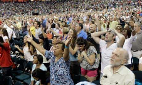 Worshippers in the Reliant stadium