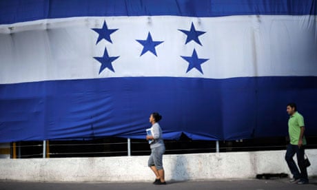 A giant Honduran flag in Tegucigalpa
