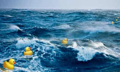 Toy ducks at sea