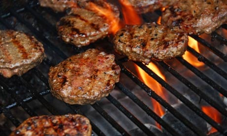 Burgers on a barbecue
