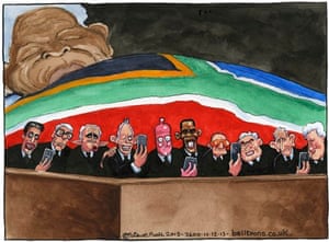 11.12.13: Steve Bell on world leaders taking selfies at the Mandela memorial