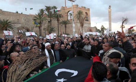 Libyans protest in Martyrs Square, Tripoli