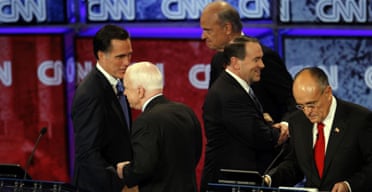 Republicans Mitt Romney, John McCain, Fred Thompson, Mike Huckabee and Rudy Giuliani