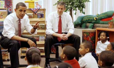 Arne Duncan, secretary of state for education, with President Obama, 2008