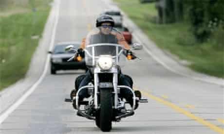 Indiana Governor Mitch Daniels riding his Harley Davidson