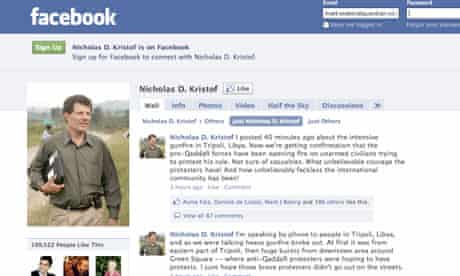 Screengrab of New York Times columnist Nicholas Kristof's Facebook page