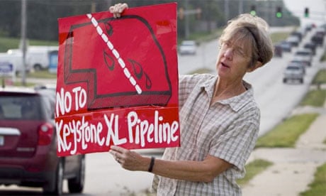 A protester in Nebraska against the Keystone XL oil pipeline, 2010