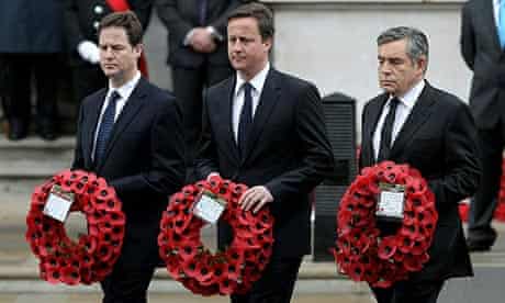 The three party leaders at the Cenotaph