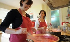 Sarah Savage and Penny Tyson making jam