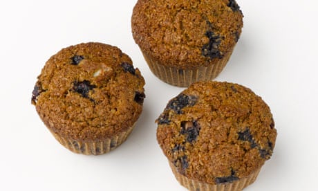 Dark blueberry bran muffins
