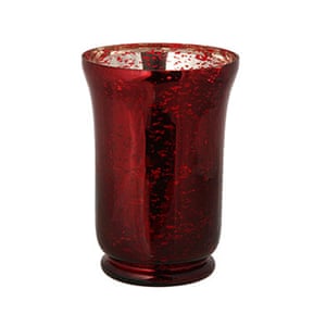 Red table: Red mirror candle holder