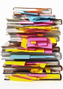 Books with post-it notes