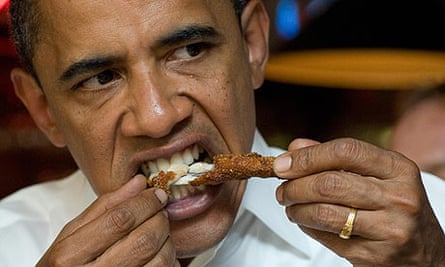 Barack Obama eating frogs' legs