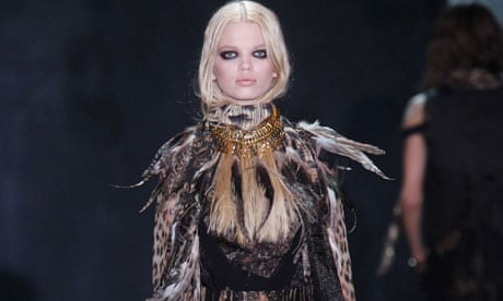 A model wears Roberto Cavalli at Milan fashion week Autumn/Winter 2011