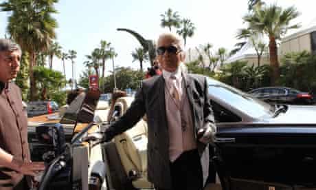 Karl Lagerfeld arrives in Cannes