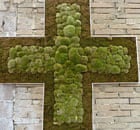 A cross made of moss from the Urban Physic Garden in Southwark, London