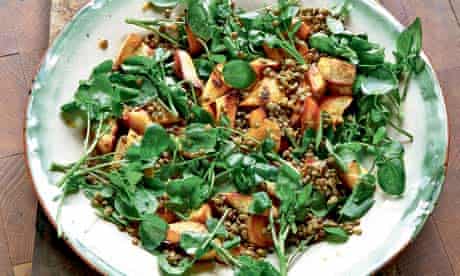 Roasted parsnip puy lentil and watercress salad