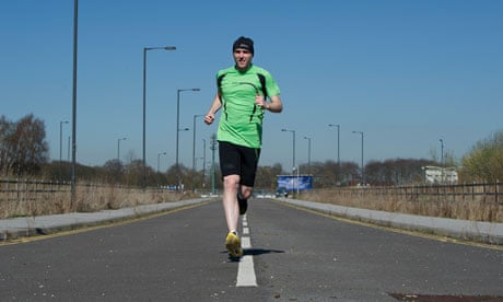 Hard road to travel … unsighted distance runner Simon Wheatcroft.