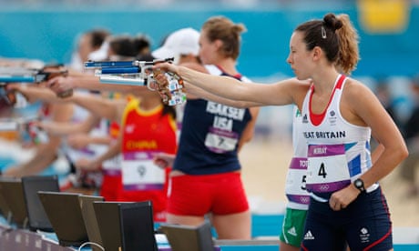 Samantha Murray on her way to silver in the women's modern pentathlon at the London 2012 Olympics.