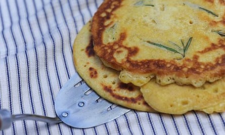Ruby bakes farinata: a pancake hybrid traditionally baked in an open oven, much like a pizza,
