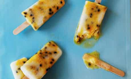 Milk and passion fruit ice lollies