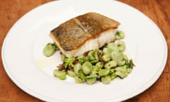 Angela Hartnett's cod with broad beans, salami and mint