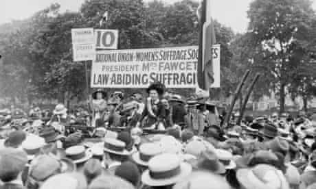 Millicent Fawcett at the rally in Hyde Park
