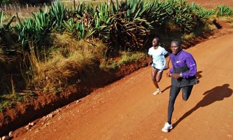 Japhet (at the back) running with Shadrack in Iten