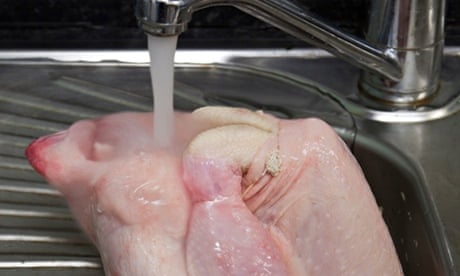 Washing raw chicken