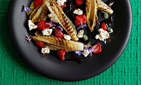 10 best Caramelised chicory, labneh and strawberry salad