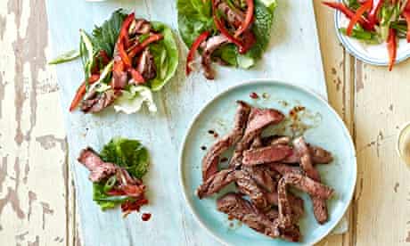 10 best Sirloin steak lettuce wraps, with chilli and sesame dip