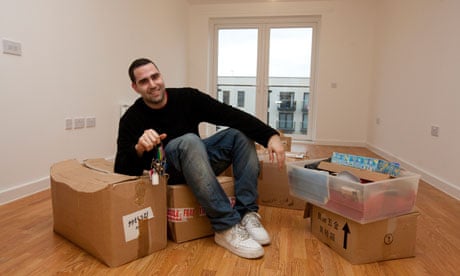 man in new home with boxes