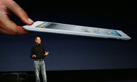 Apple CEO Steve Jobs at the launch of iPad 2 in March 2011
