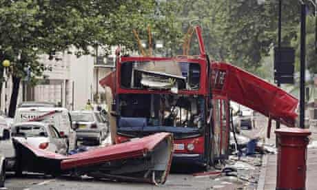 Double-decker bus in Tavistock Square 7/7 bombing