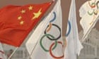 Olympic and Chinese flags